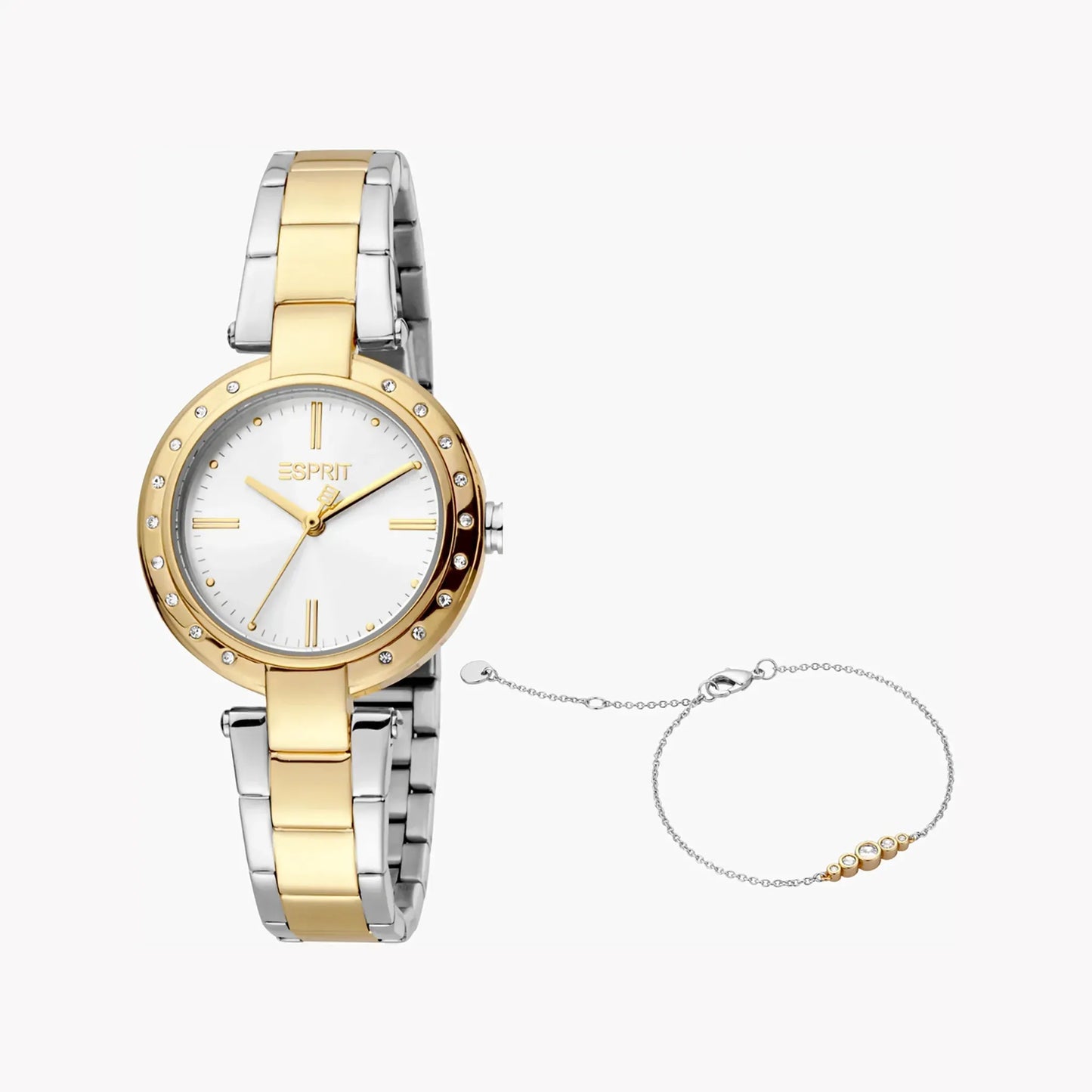 Esprit Women's Silver & Gold Stainless Steel Watch, Silver Dial | Es1l177m0055 by ESPRIT