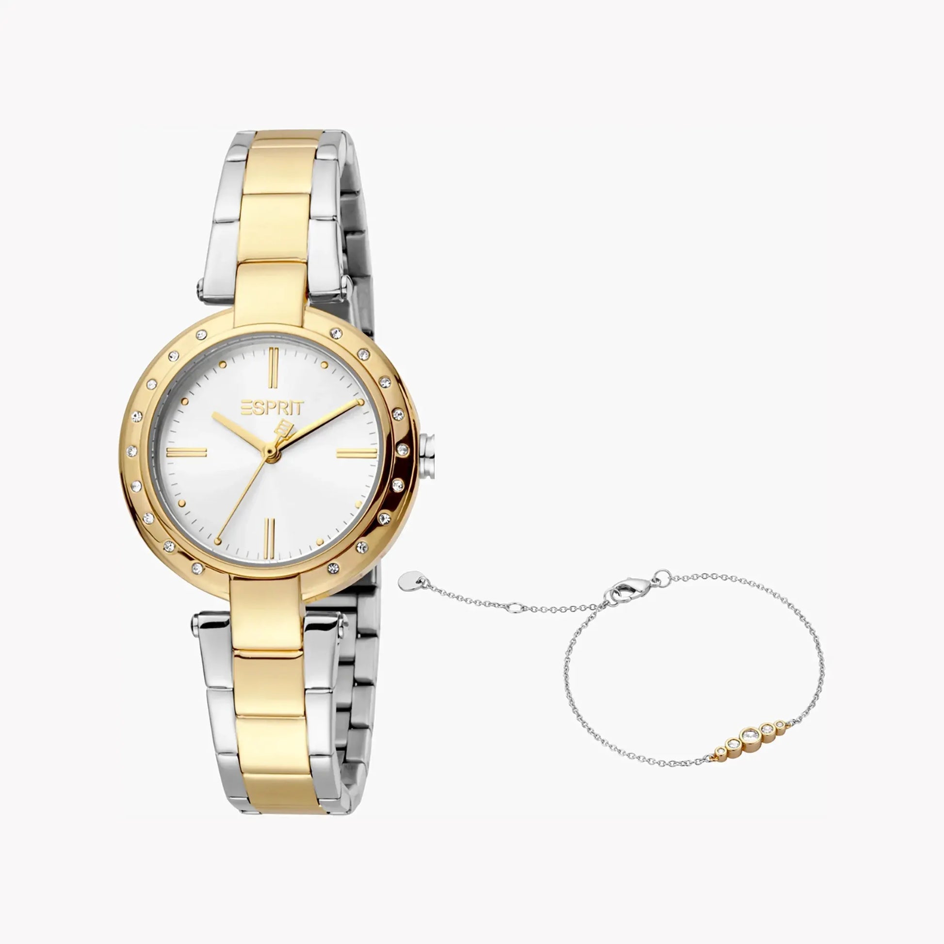 Esprit Women's Silver & Gold Stainless Steel Watch, Silver Dial | Es1l177m0055 by ESPRIT