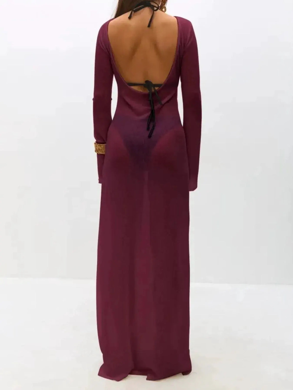Backless Long Sleeve Maxi Cover-Up by Partner Labels