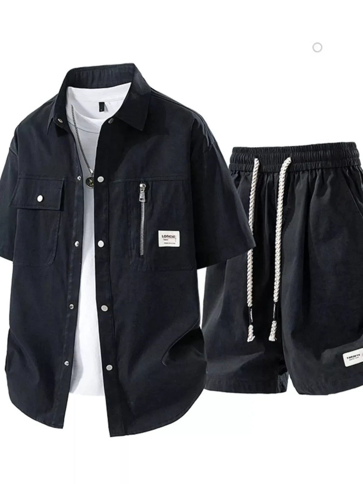 Men's Plus Size Lightweight Textured Short Sleeve Shirt and Shorts Set by Trendsi