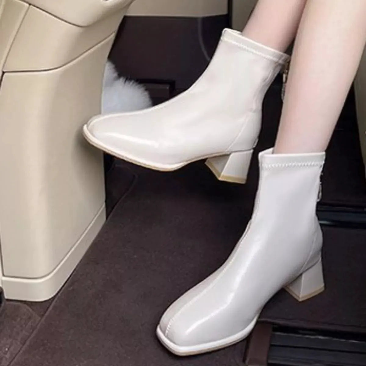 Square Toe Block Heels Boots by Partner Label