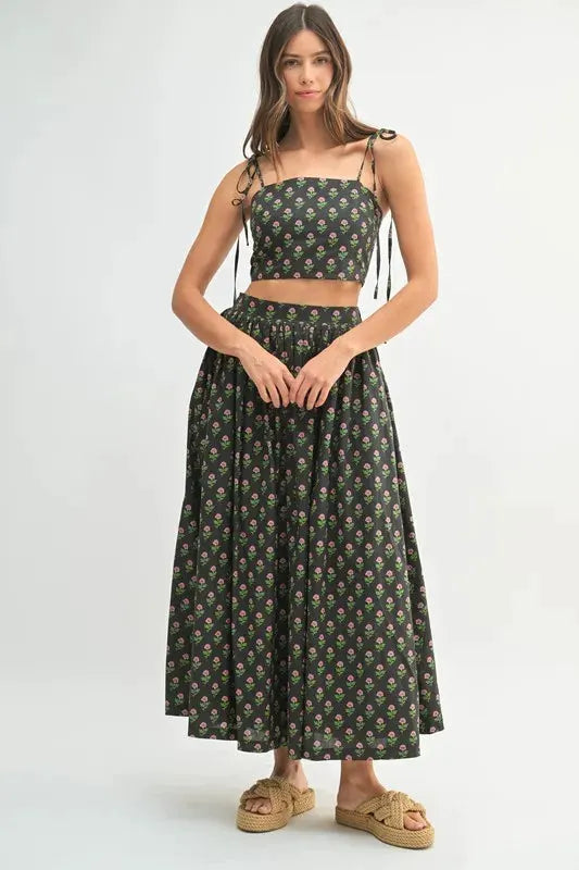 MABLE Floral Crop Top and Skirt Set by MABLE