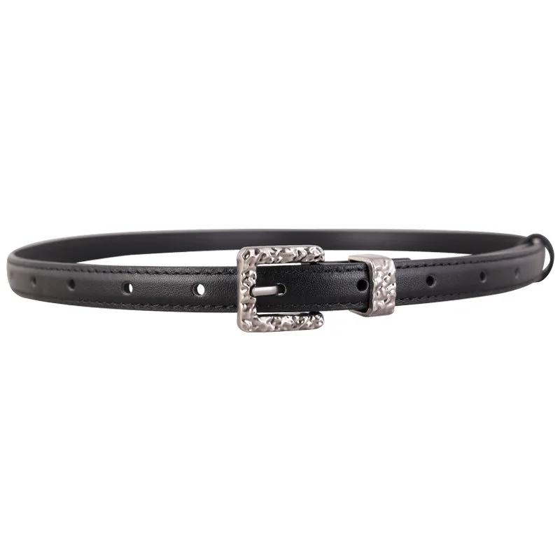Textured Buckle Leather Belt by Trendsi