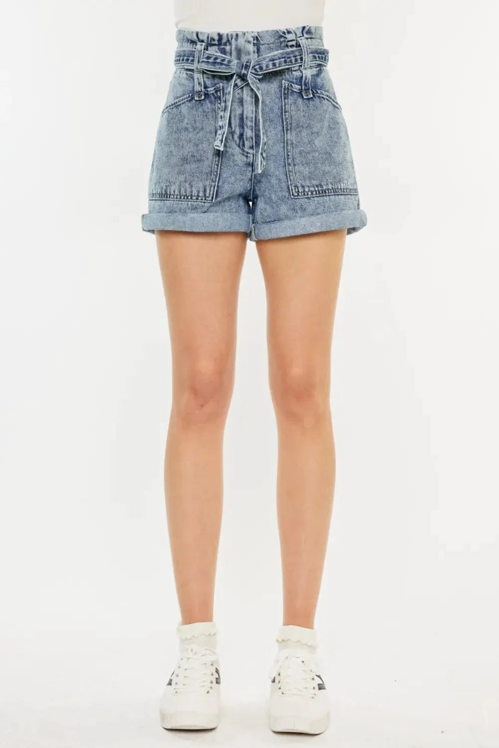Kancan Ultra High Rise Paperbag Denim Shorts by Kancan