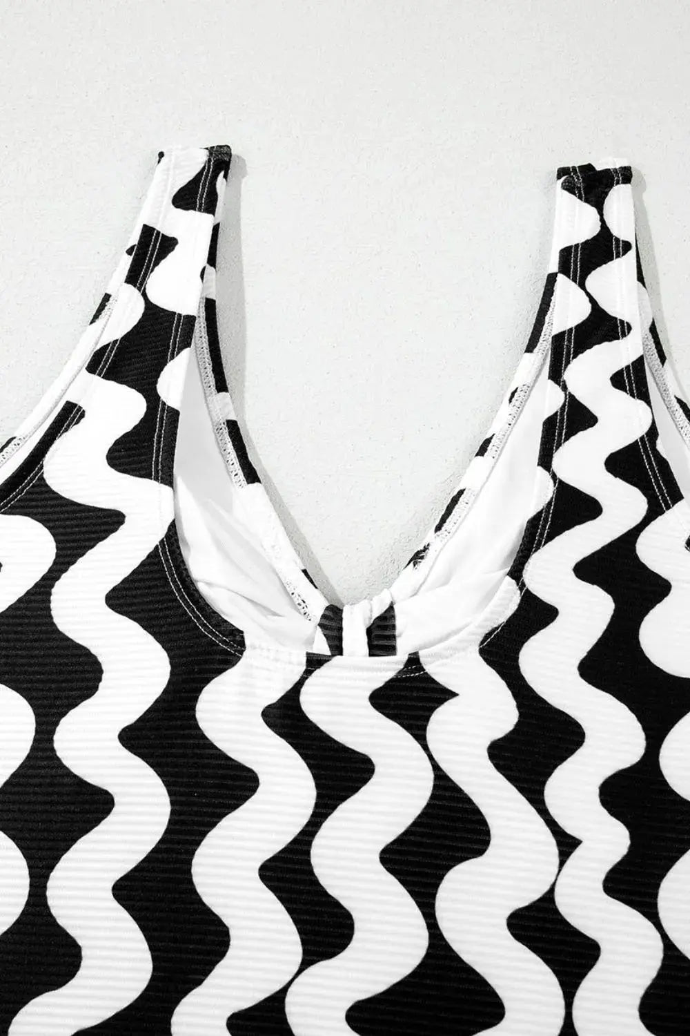 Tied Front Contrast Striped One-Piece Swimsuit by Partner Label
