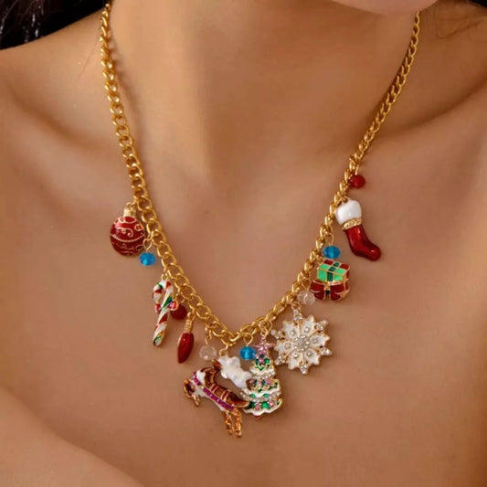 18K Gold-Plated Christmas Charm Necklace by Partner Labels