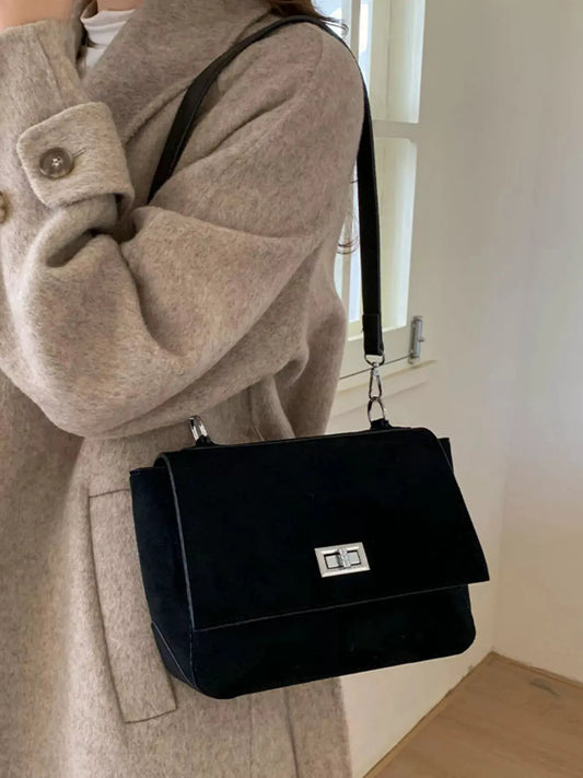Suede Flap Crossbody Bag by Partner Label