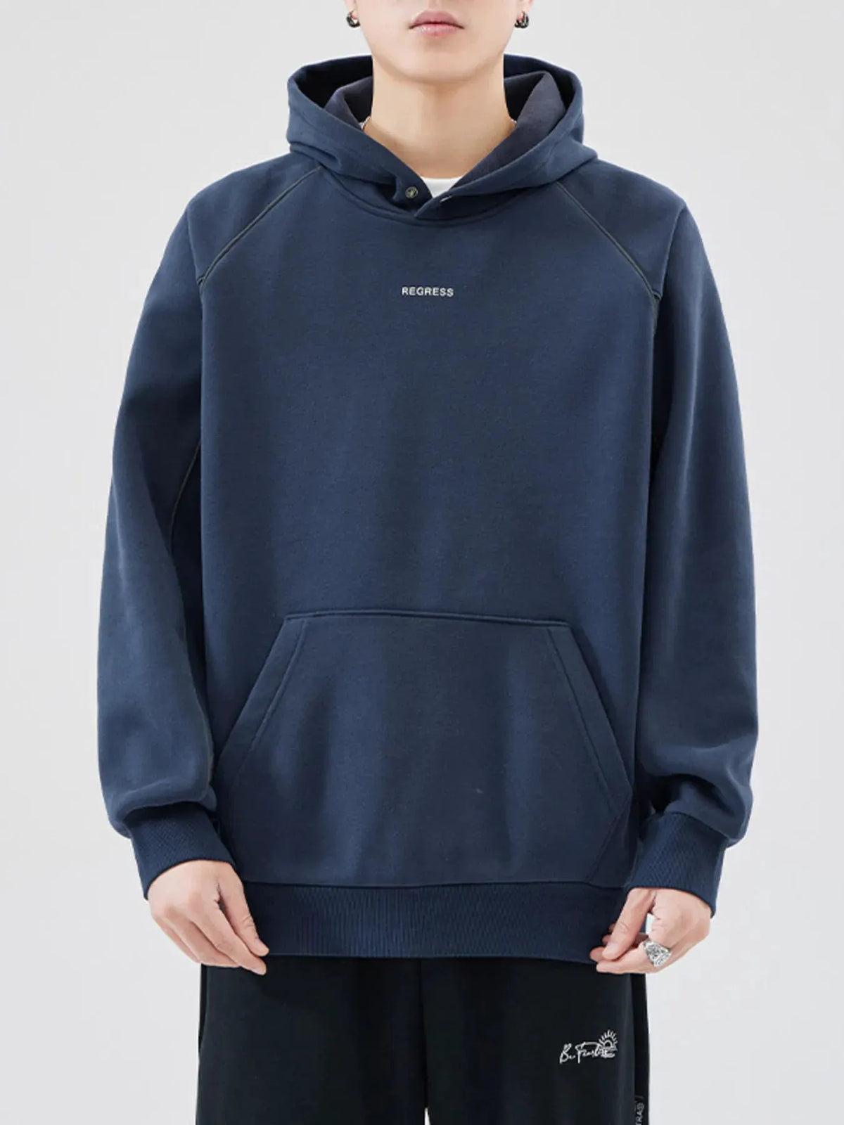 Men's Plus Size Kangaroo Pocket Raglan Sleeve Hoodie by Partner Label