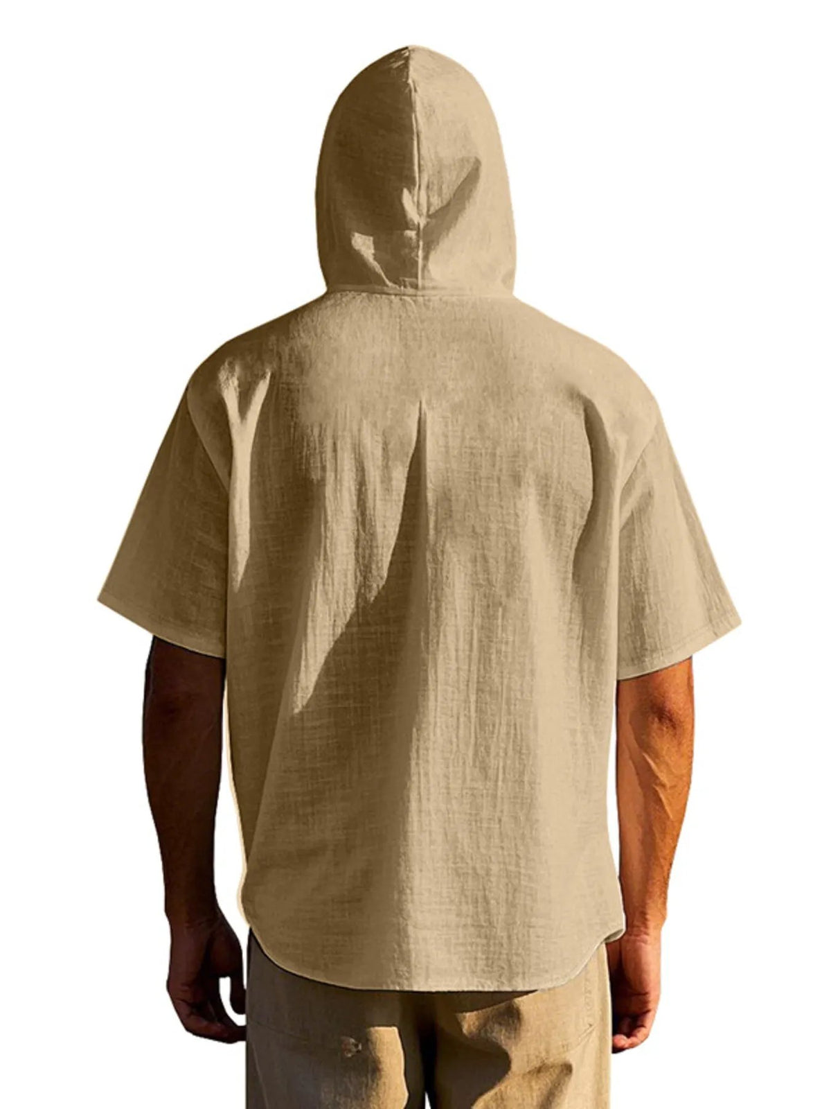 Men's Full Size Casual Hooded Short-Sleeve Shirt Plus Size by Trendsi