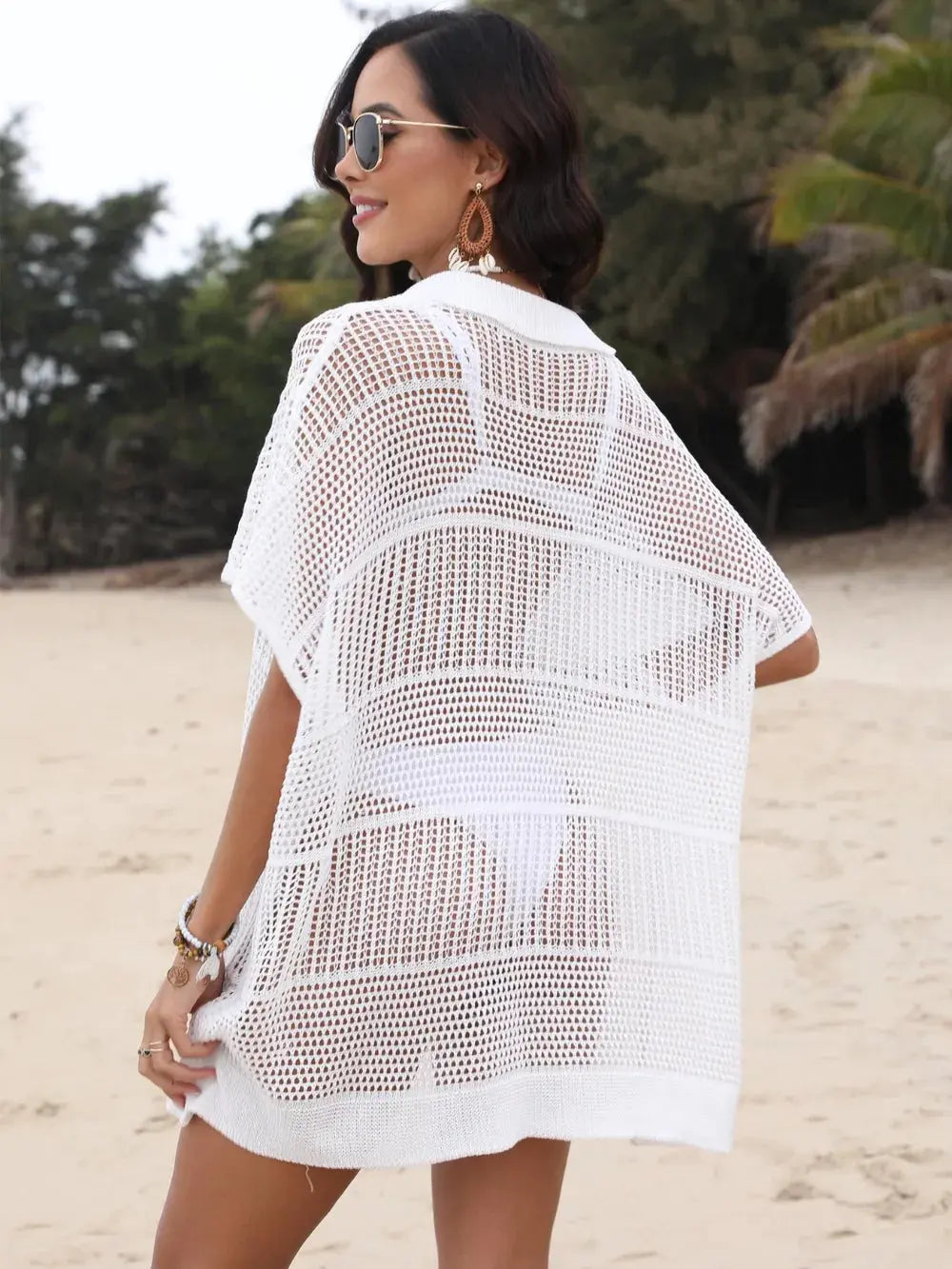 Hollow Out Collared Neck Cover-Up by Partner Labels