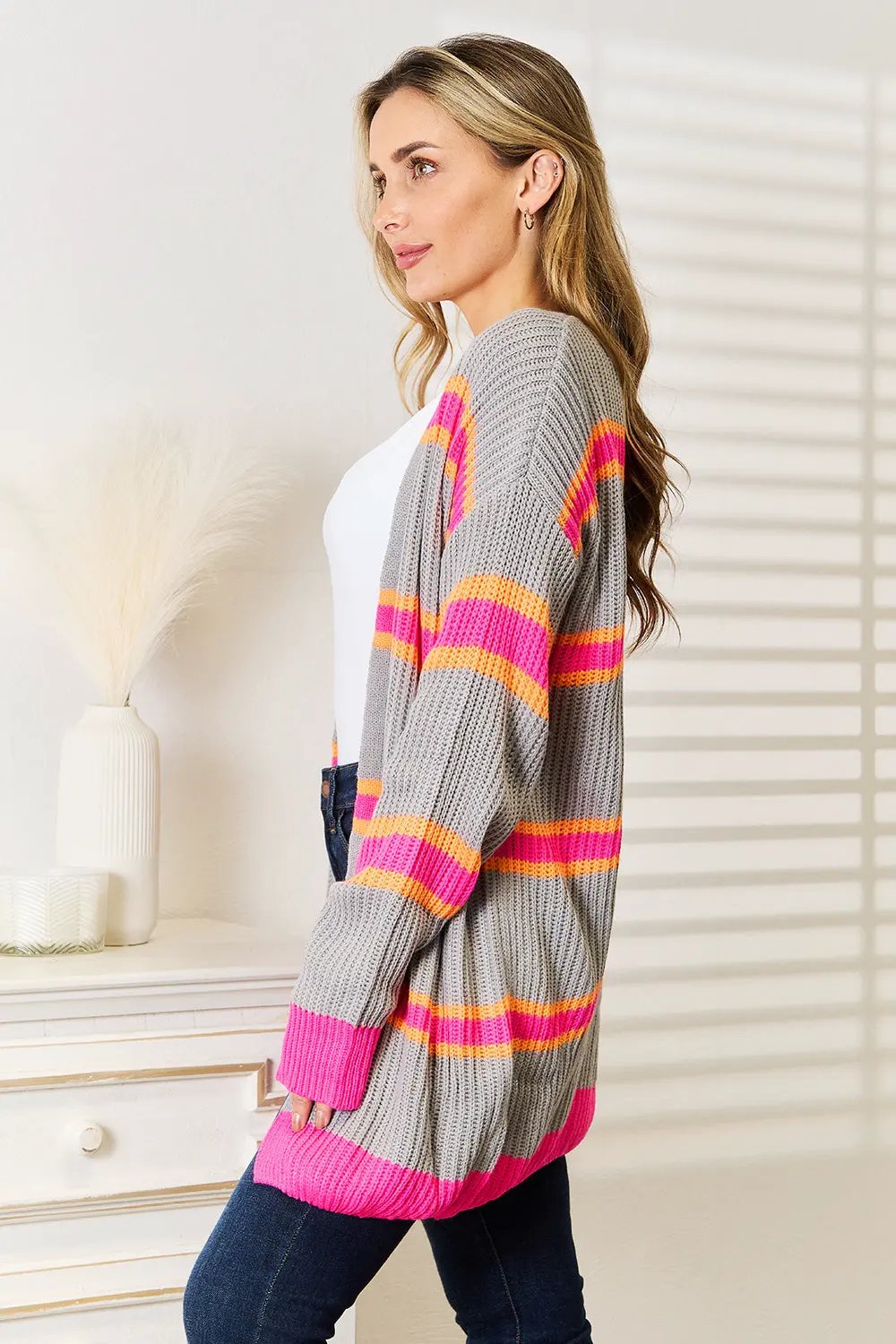 Woven Right Ribbed Long Sleeve Cardigan by Woven Right