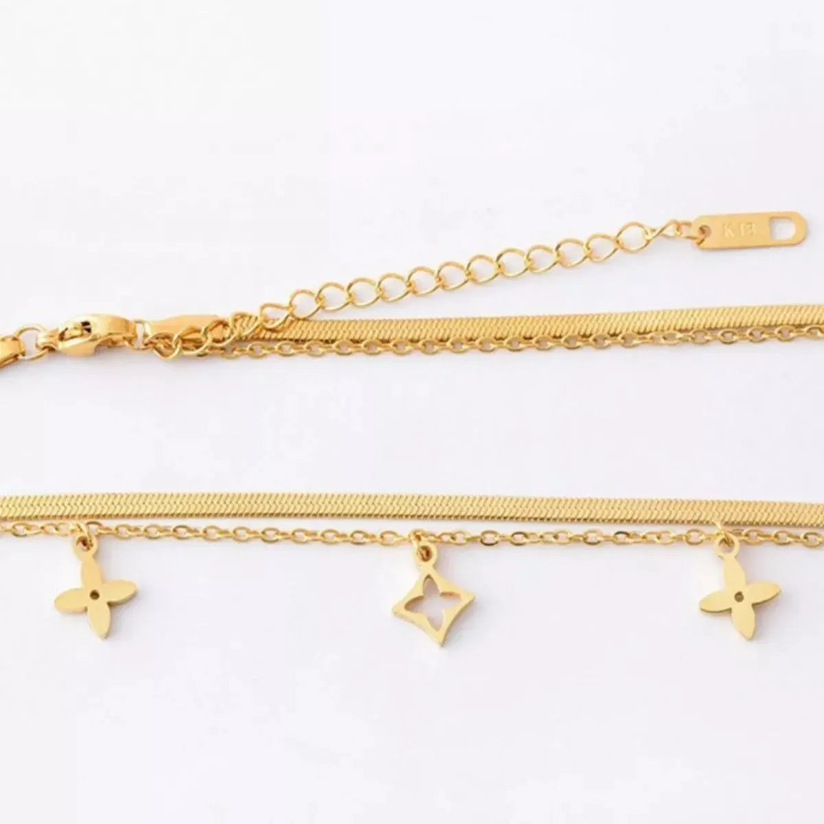 18K Gold-Plated Double Layered Charm Necklace by Partner Labels