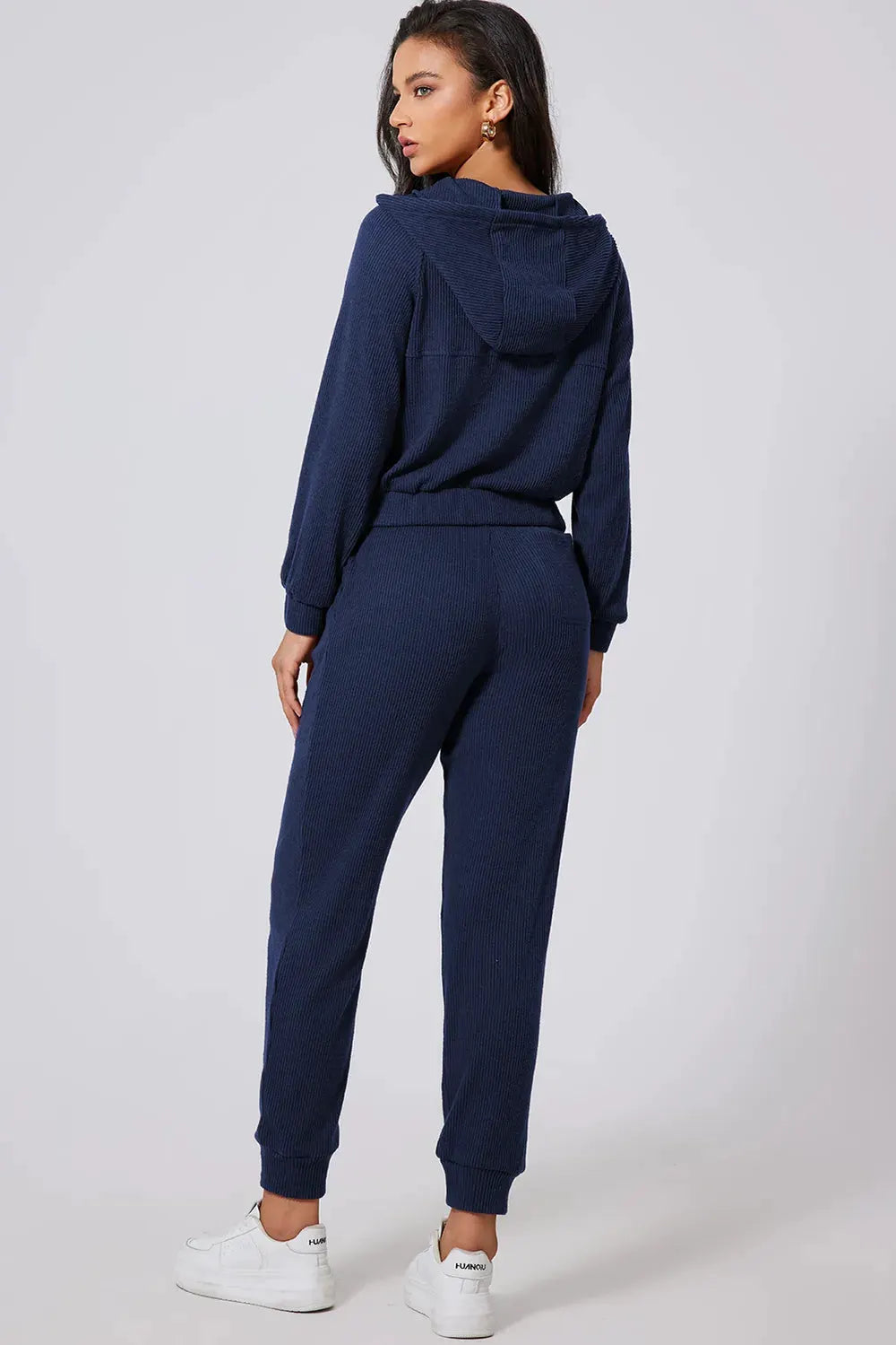 Drawstring Half Zip Hoodie and Joggers Active Set by Partner Label
