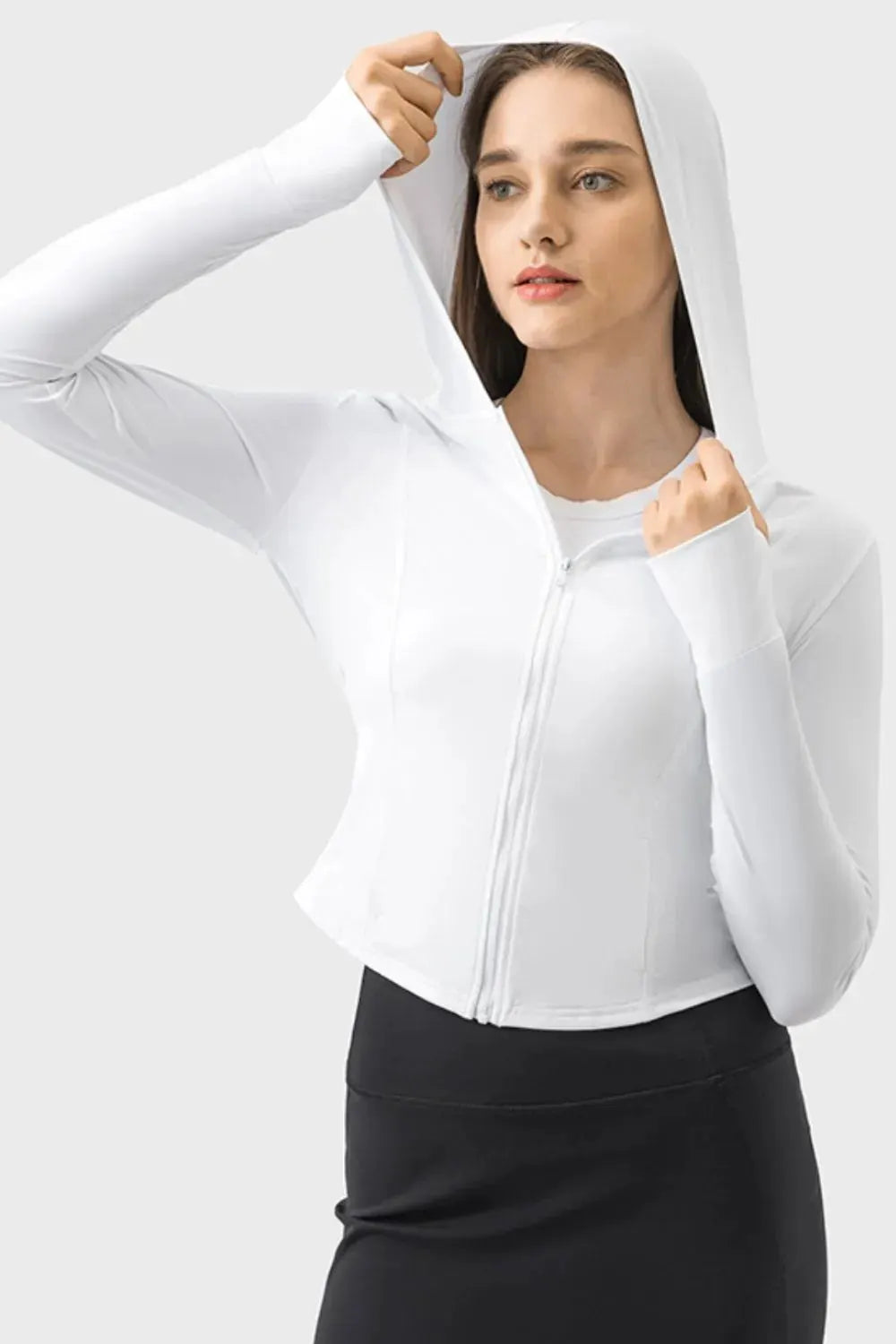 Millennia Pocketed Zip Up Hooded Long Sleeve Active Outerwear by Millennia