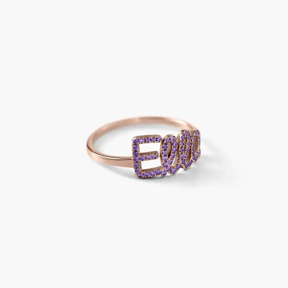 925 Sterling Silver Swarovski Stone Name Ring - Swarovski stone ring by Maiden-Art