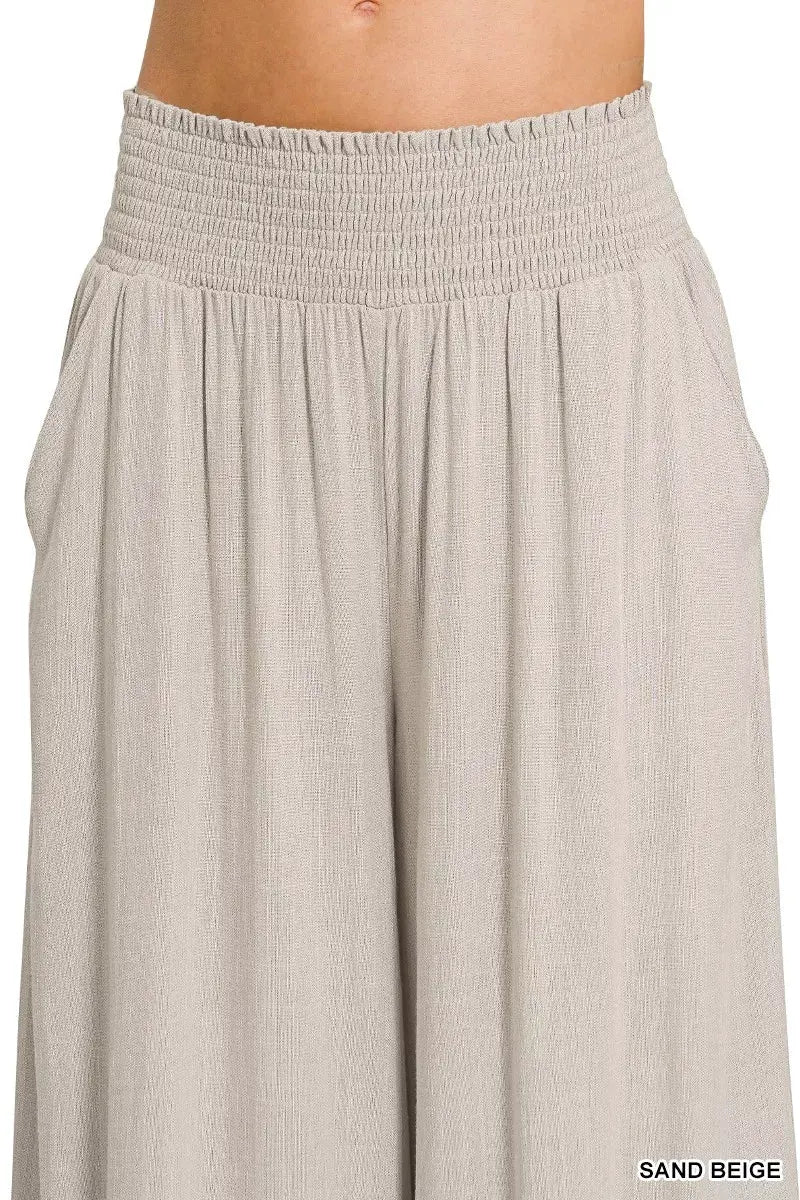 Zenana Smocked Waistband Wide Leg Lounge Pants by Zenana