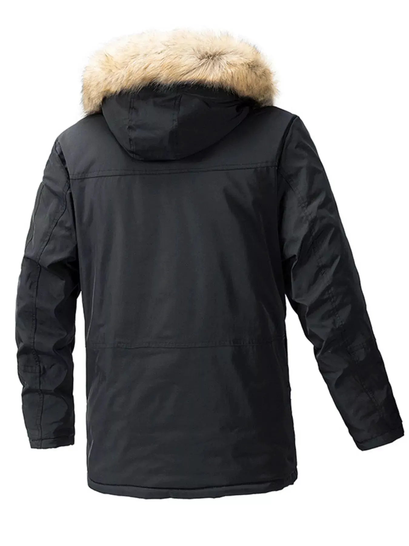 Men's Plus Size Fur Hooded Winter Parka Coat by Partner Label