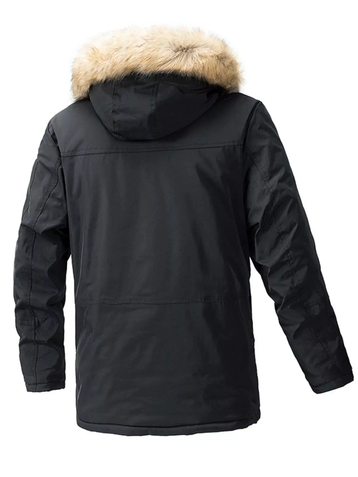 Men's Plus Size Fur Hooded Winter Parka Coat by Partner Label