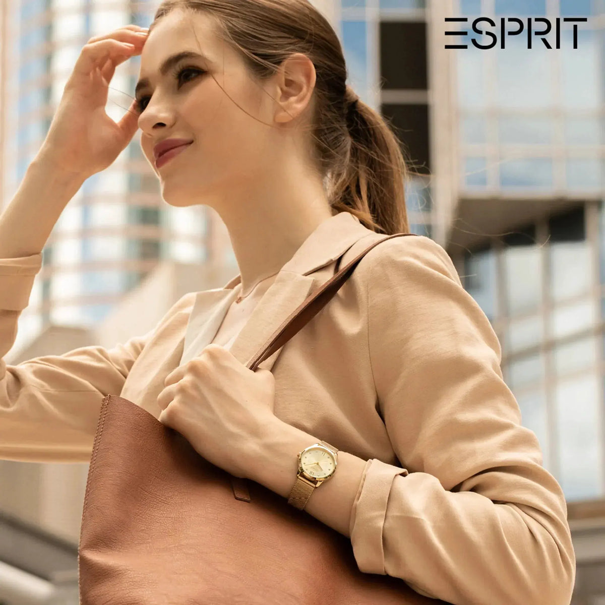 Esprit Women's Gold Stainless Steel Watch, Champagne Dial | Es1l057m0045 by ESPRIT