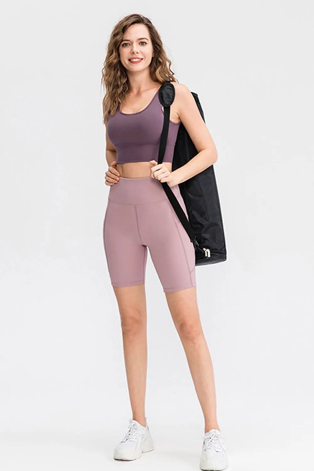 Wide Waistband Sports Shorts with Pockets by Partner Label