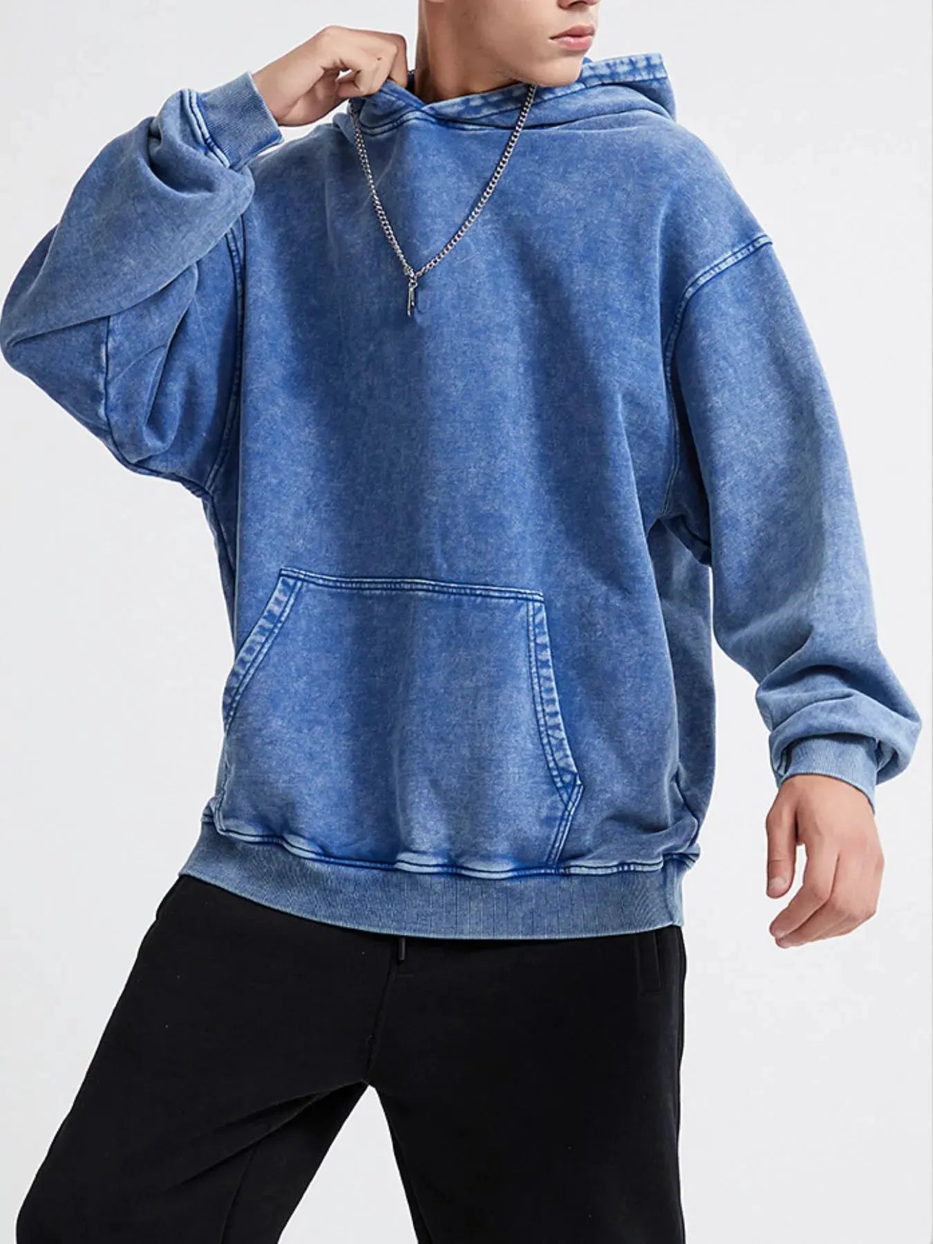 Men's Washed Oversized Long Sleeve Hoodie by Trendsi