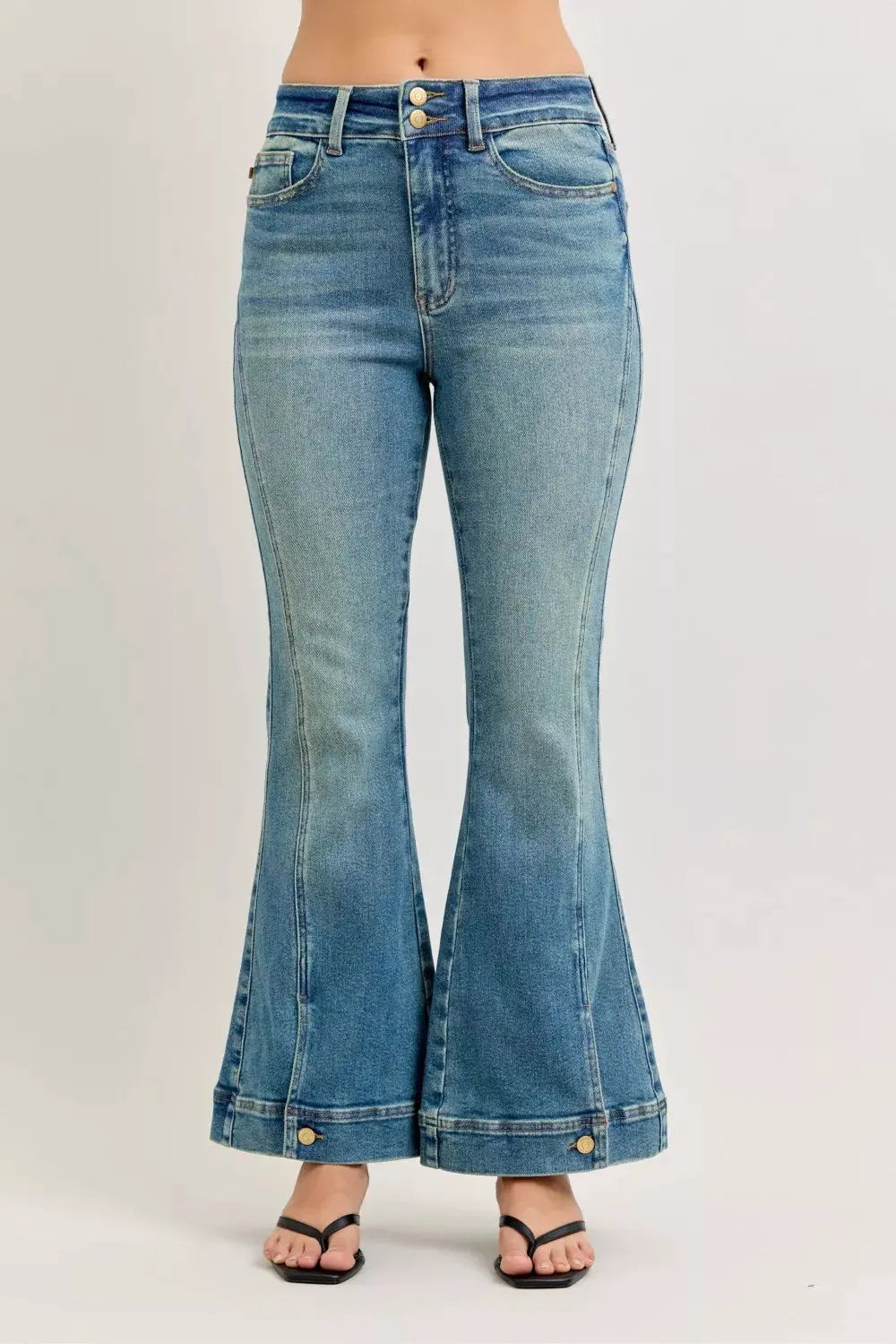 Judy Blue High Waist Vintage Wash Flare Jeans by Judy Blue