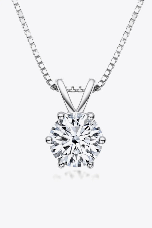 925 Sterling Silver 1 Carat Moissanite Pendant Necklace by Partner Label