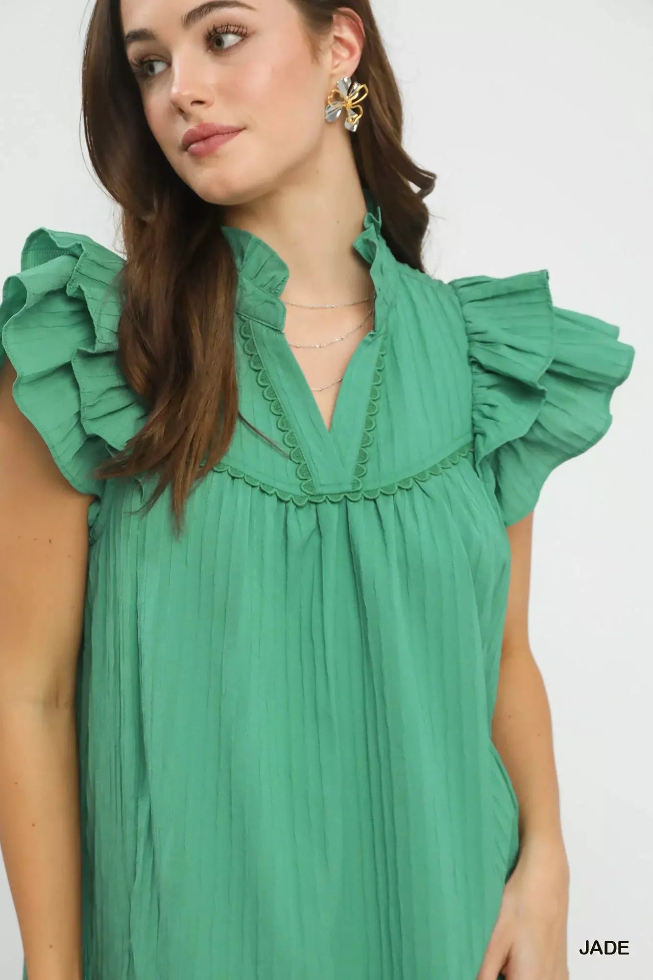 Umgee Flutter Sleeve Tiered Dress by Umgee