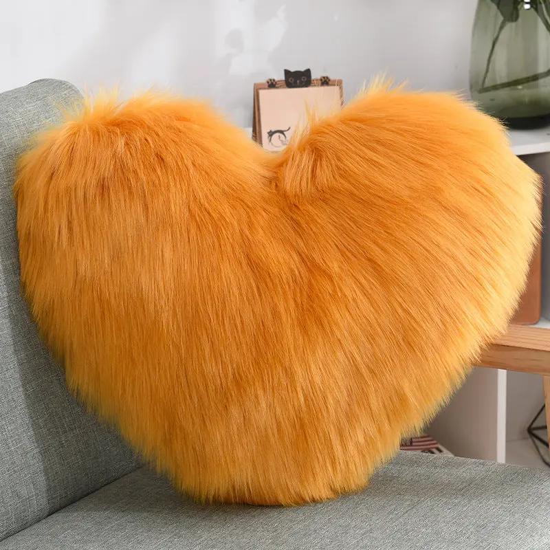 Throw Pillows Heart Shape Long Plush Fluffy Shaggy Cushion Cover Sofa Cushions Decorative Pillow Covers Pillowcase White by Maiden-Art