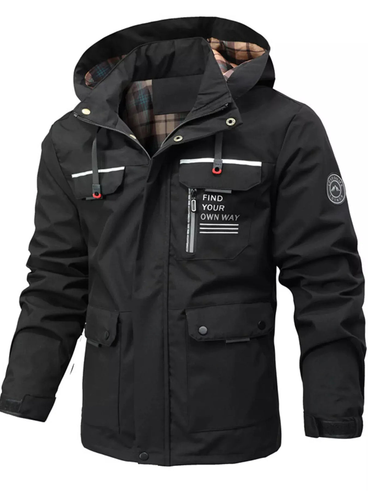 Men's Plus Size Hooded Outdoor Windproof Coat by Partner Label