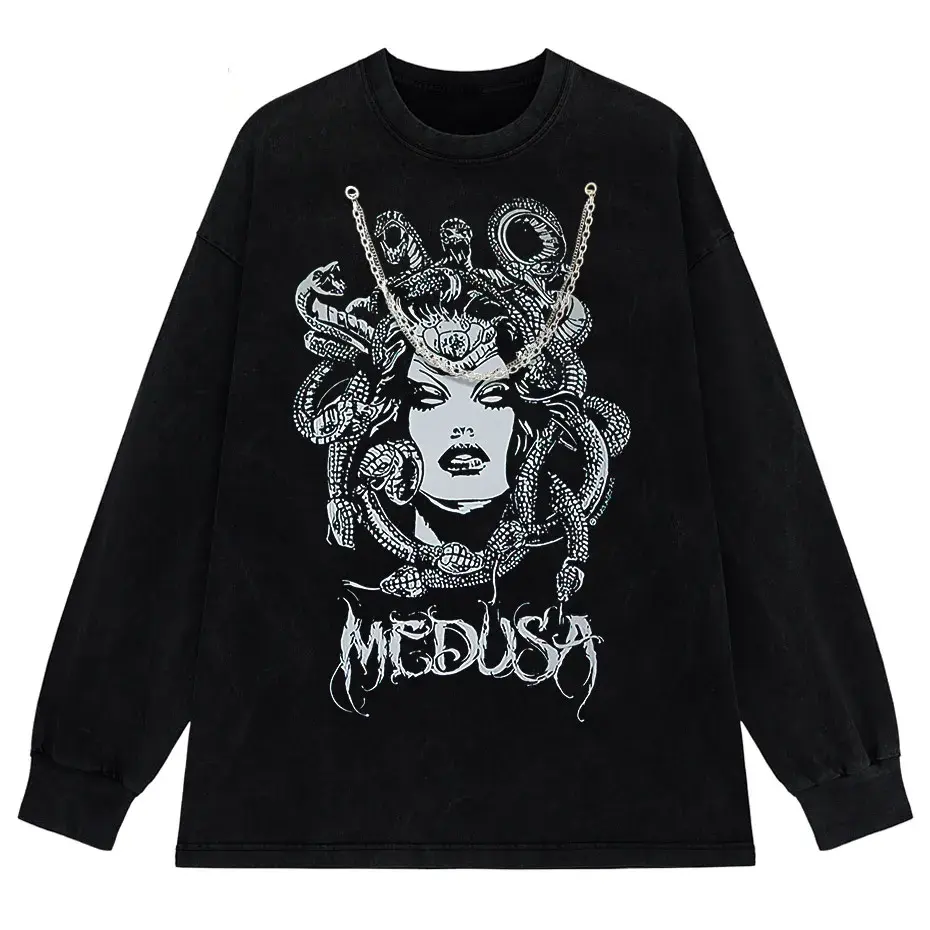 Gothic Dark Graphic T-Shirt Women Oversized Harajuku Punk Streetwear Tee by Vimost Shop