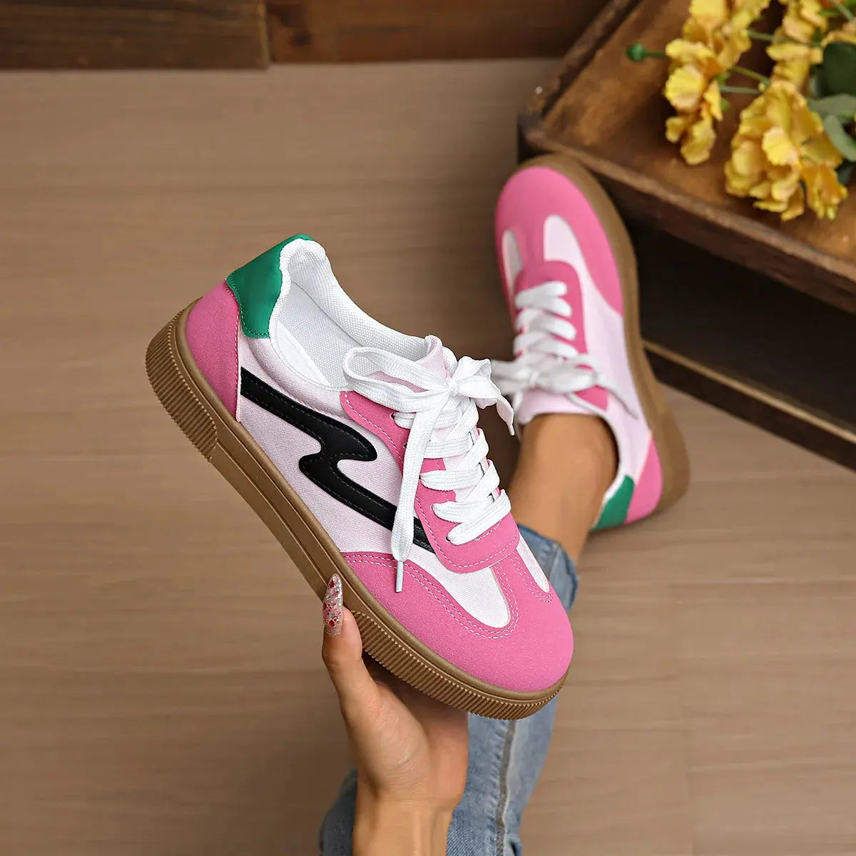 Round Toe Lace Up Sneakers by Partner Label