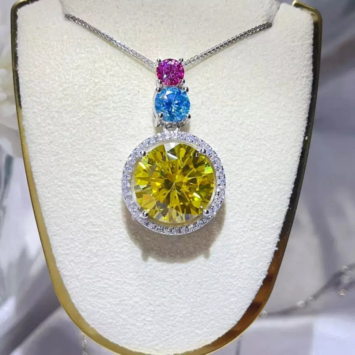 11.5 Carat Moissanite 925 Sterling Silver Necklace by Partner Labels