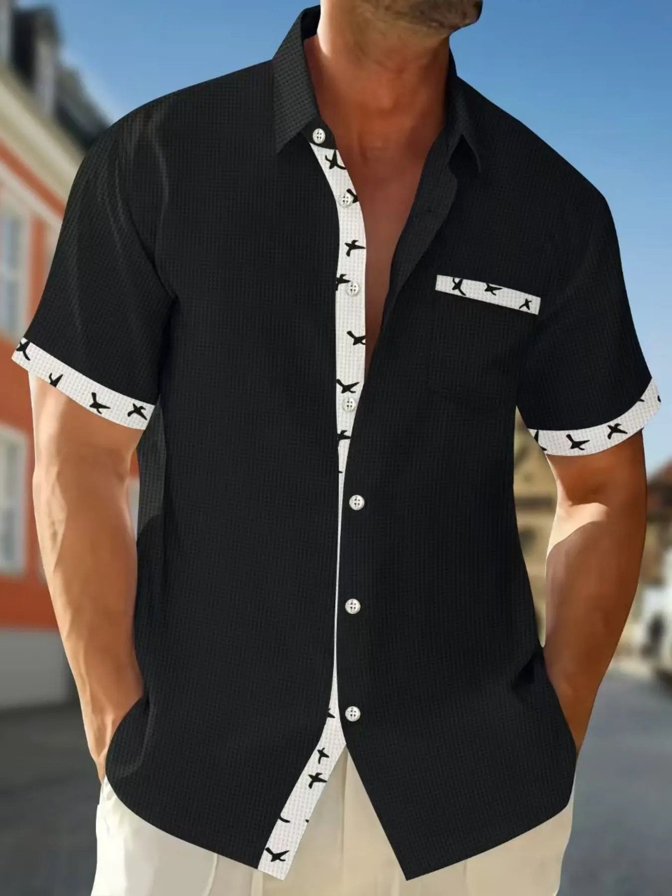 Men's Full Size Casual Button Up Short Sleeve Shirt Plus Size by Trendsi