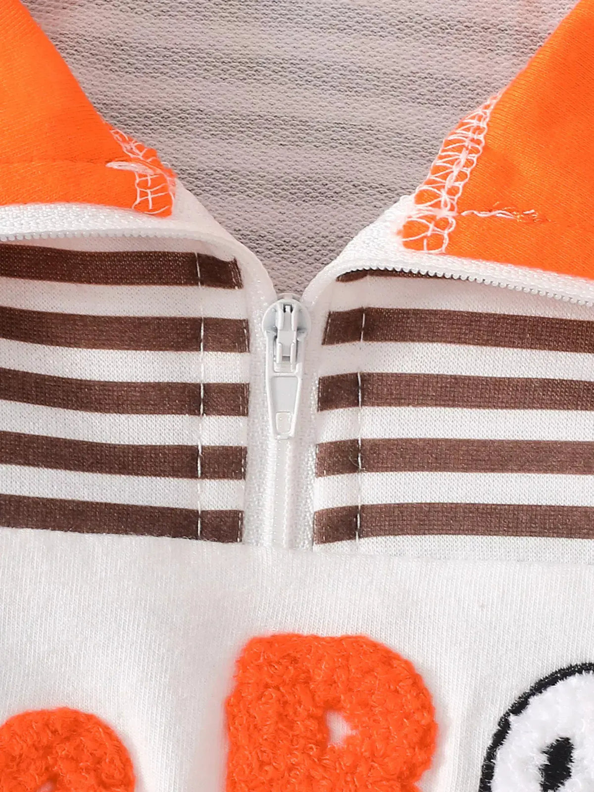 Children's Little Boo Halloween Striped Quarter-Zip Sweatshirt by Trendsi