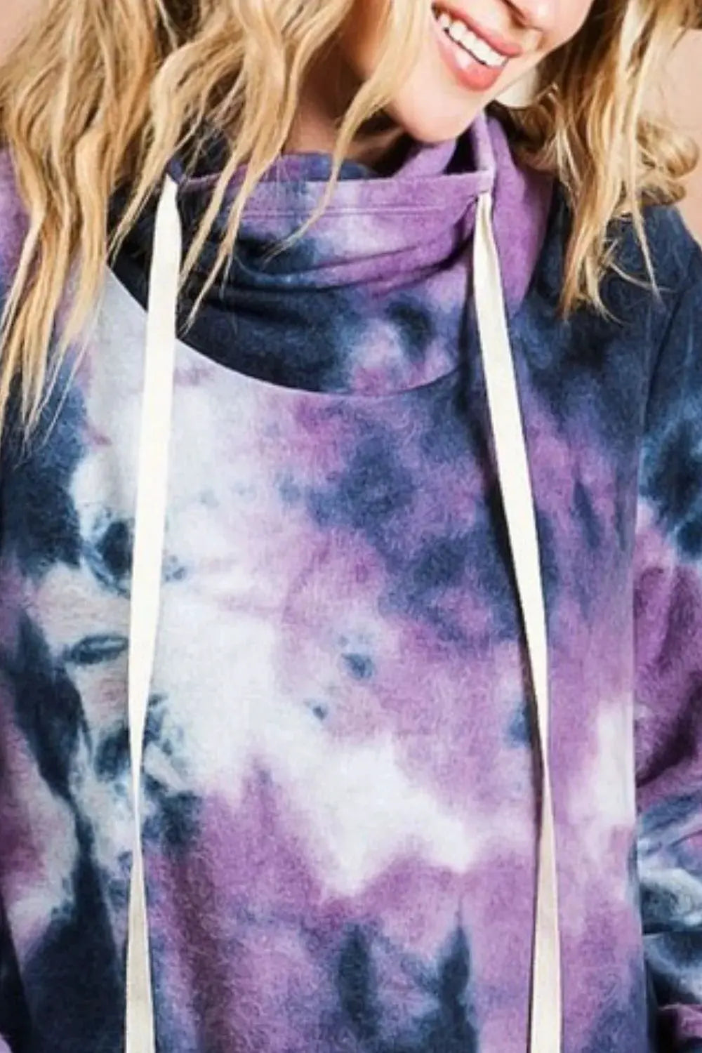 BiBi Brushed Tie Dye Overlapped Turtle Neck Sweatshirt by BiBi