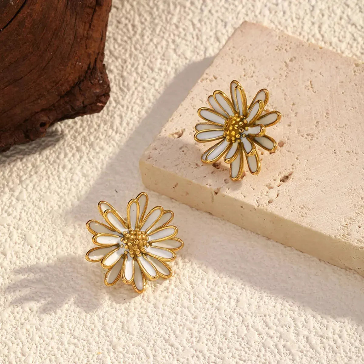 18K Gold-Plated Flower Stud Earrings by Partner Label