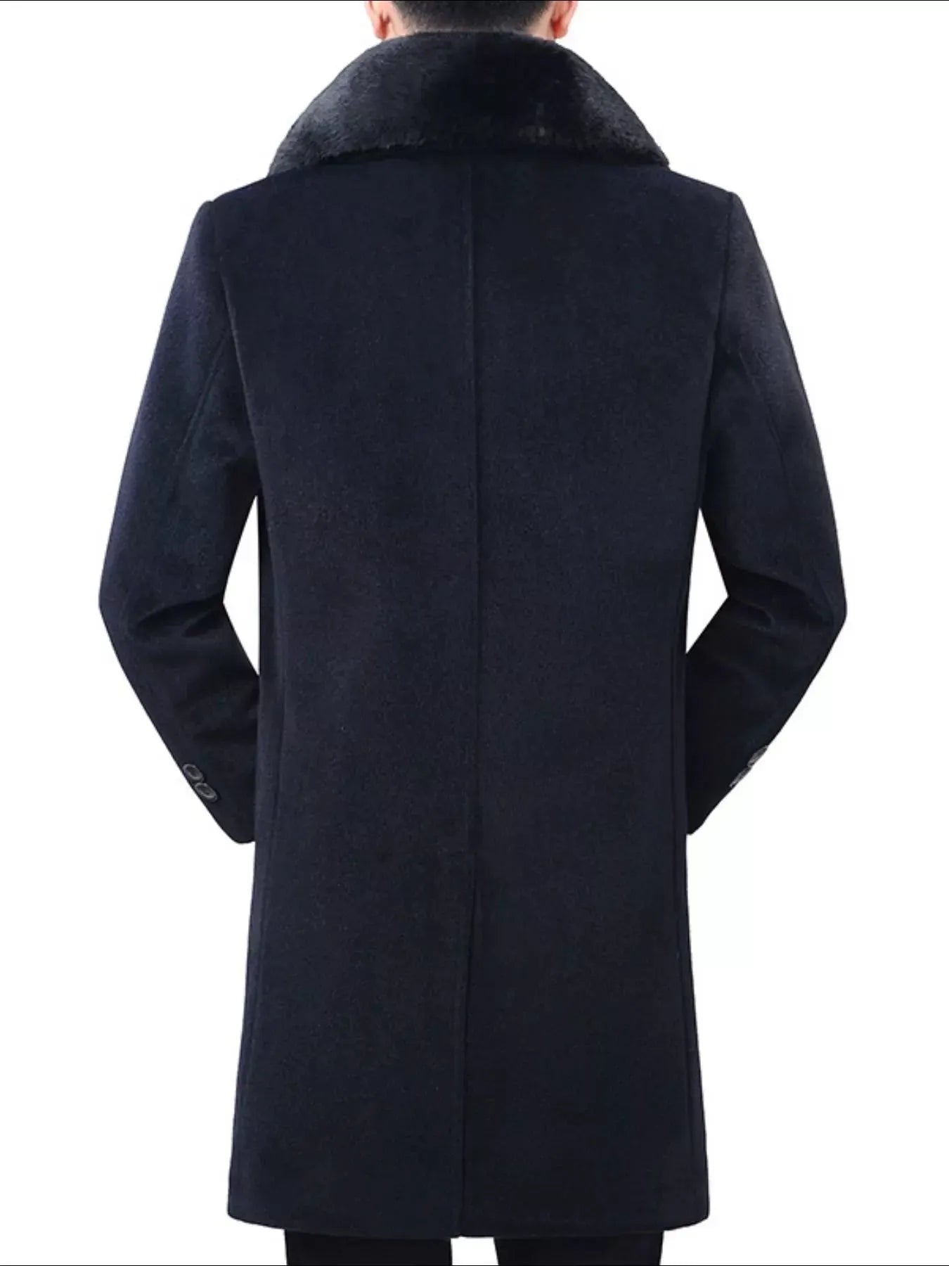 Men's Fur Collar Button Up Overcoat by Partner Label