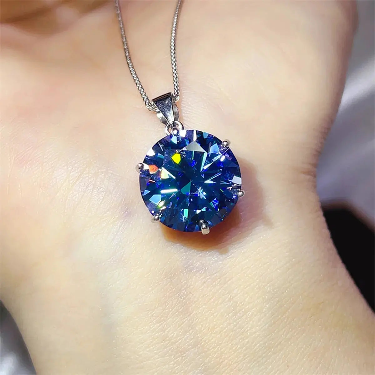 10 Carat Moissanite 925 Sterling Silver Ring and Necklace Set by Partner Label