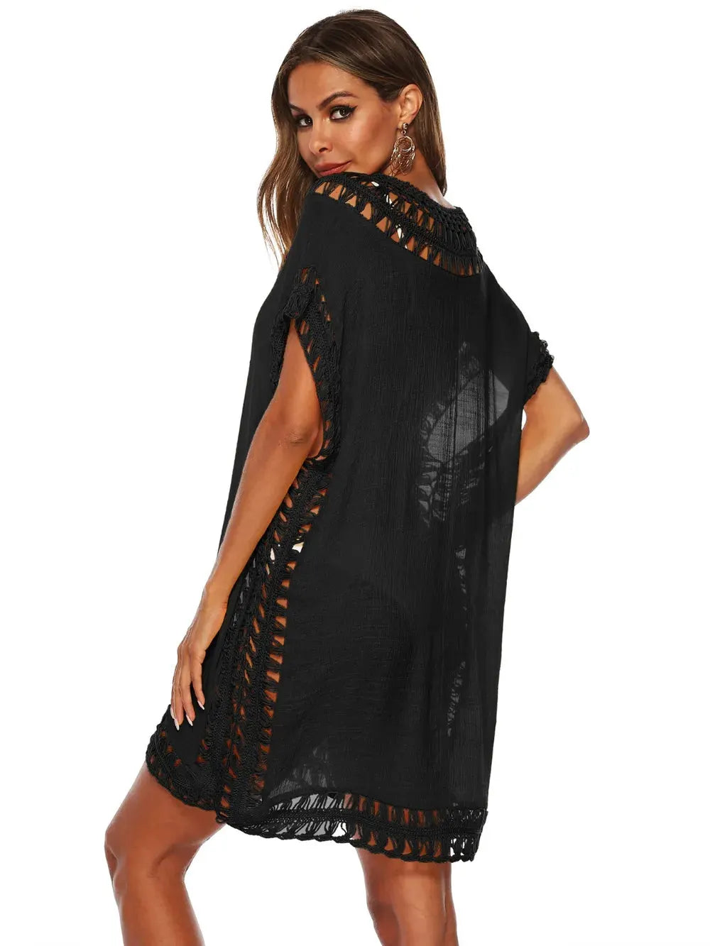 Cutout V-Neck Short Sleeve Cover-Up by Partner Labels