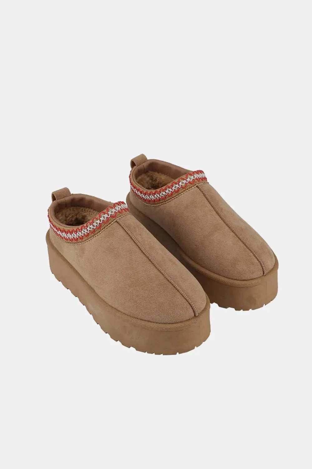 Weeboo Platform Embroidered Trim Slip-On Boots by Weeboo