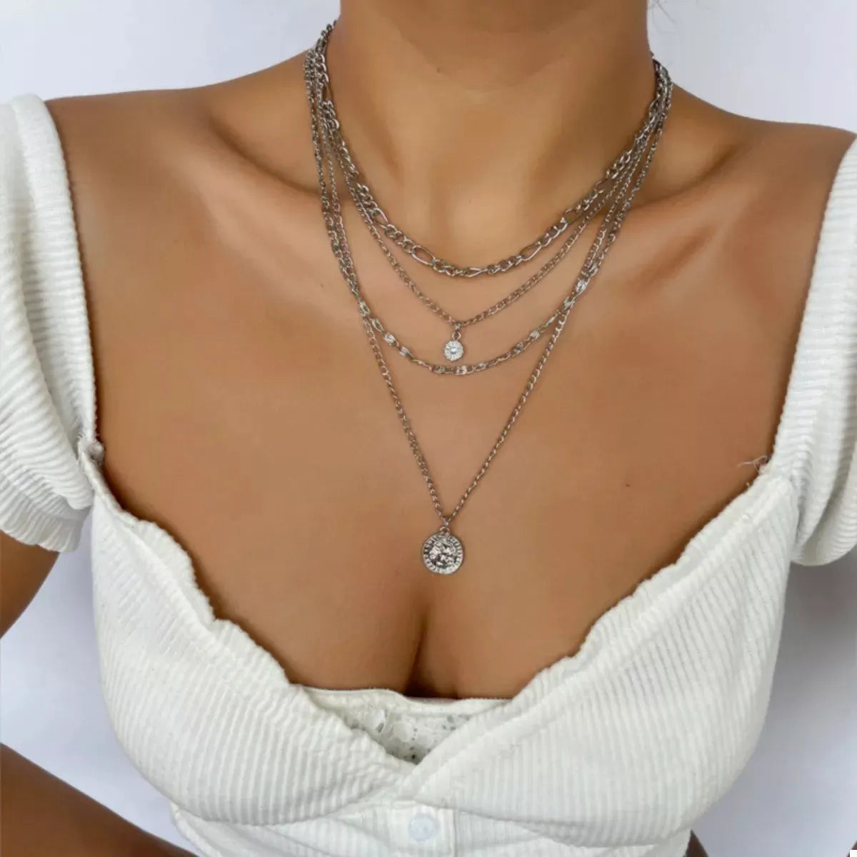 Four Layered Pendant Necklace by Partner Label