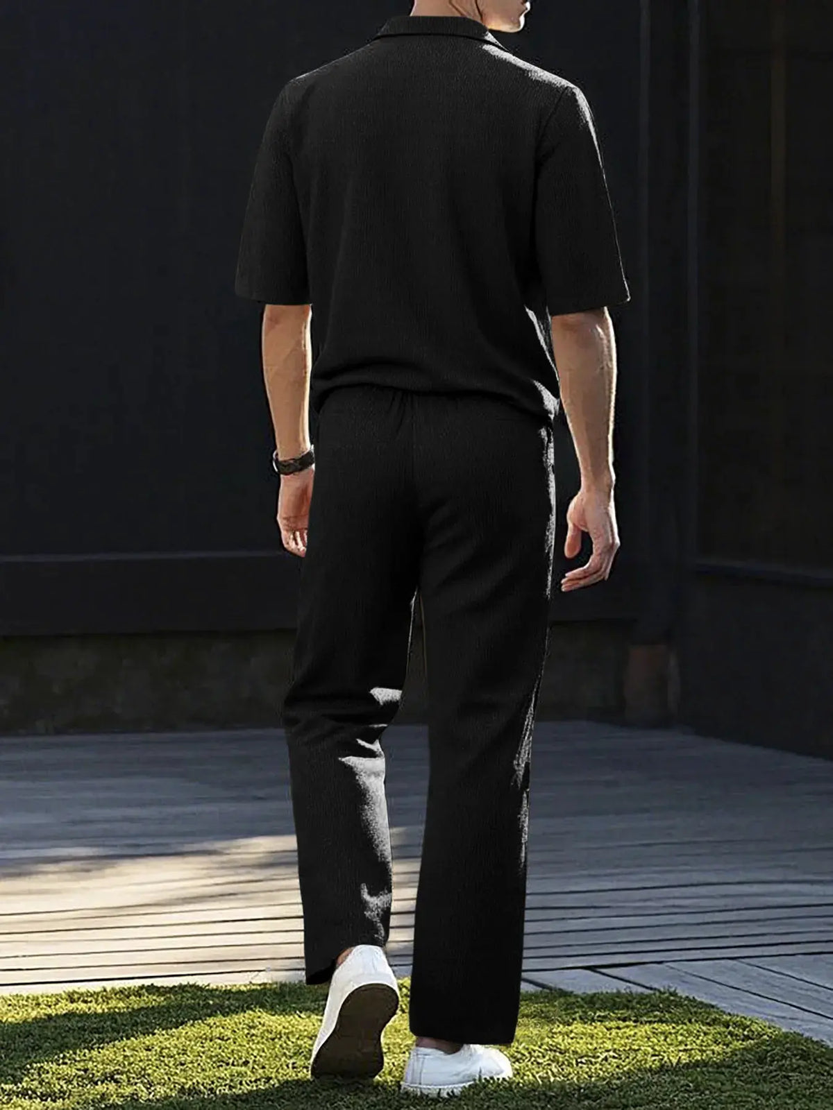 Men's Full Size Short Sleeve Top and Pants Set Plus Size by Trendsi