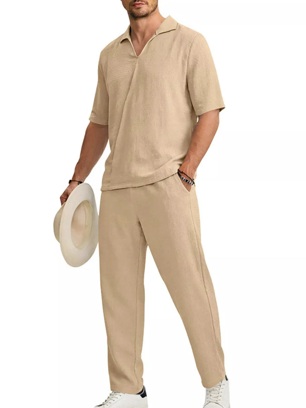 Men's Full Size Half Sleeve Top and Pants Set Plus Size by Trendsi