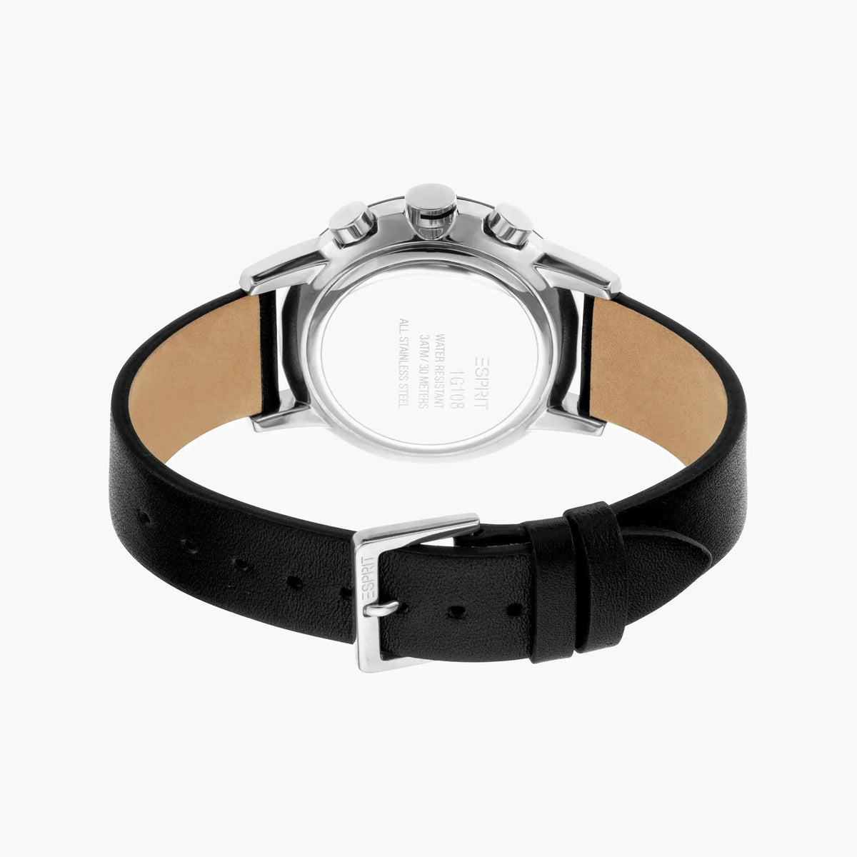 Esprit Men's Black Leather Watch, Silver Dial | Es1g030m0095 by ESPRIT