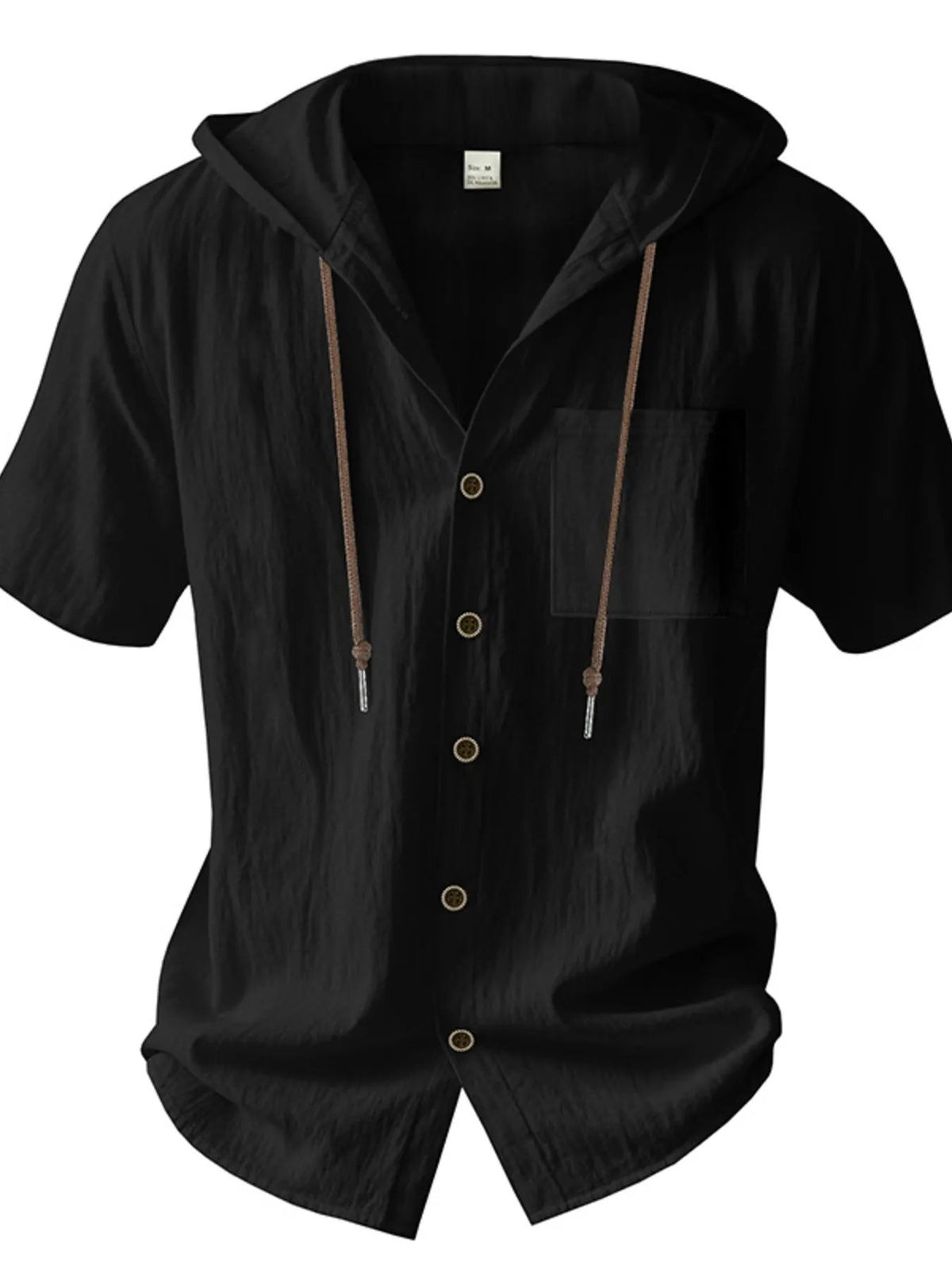 Men's Full Size Casual Hooded Short-Sleeve Shirt Plus Size by Trendsi