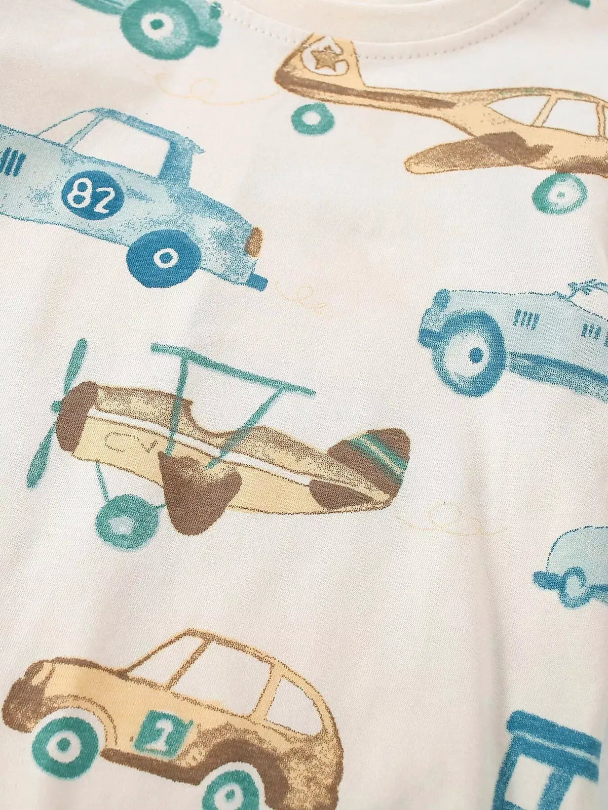 Children's Transportation Print Long Sleeve Crew Neck T-Shirt by Trendsi