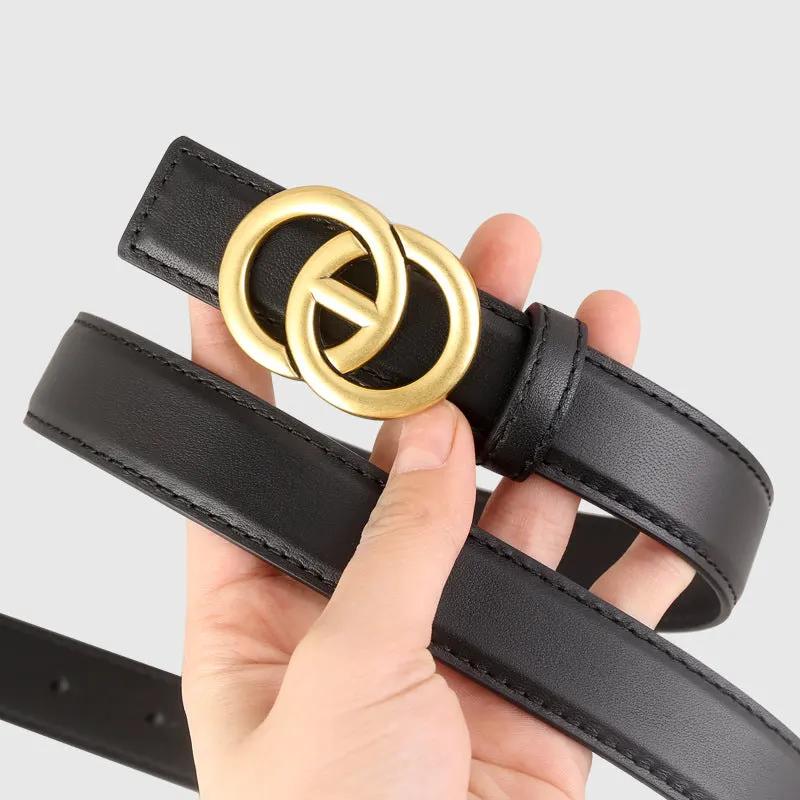 Double Circle Buckle Leather Belt by Trendsi