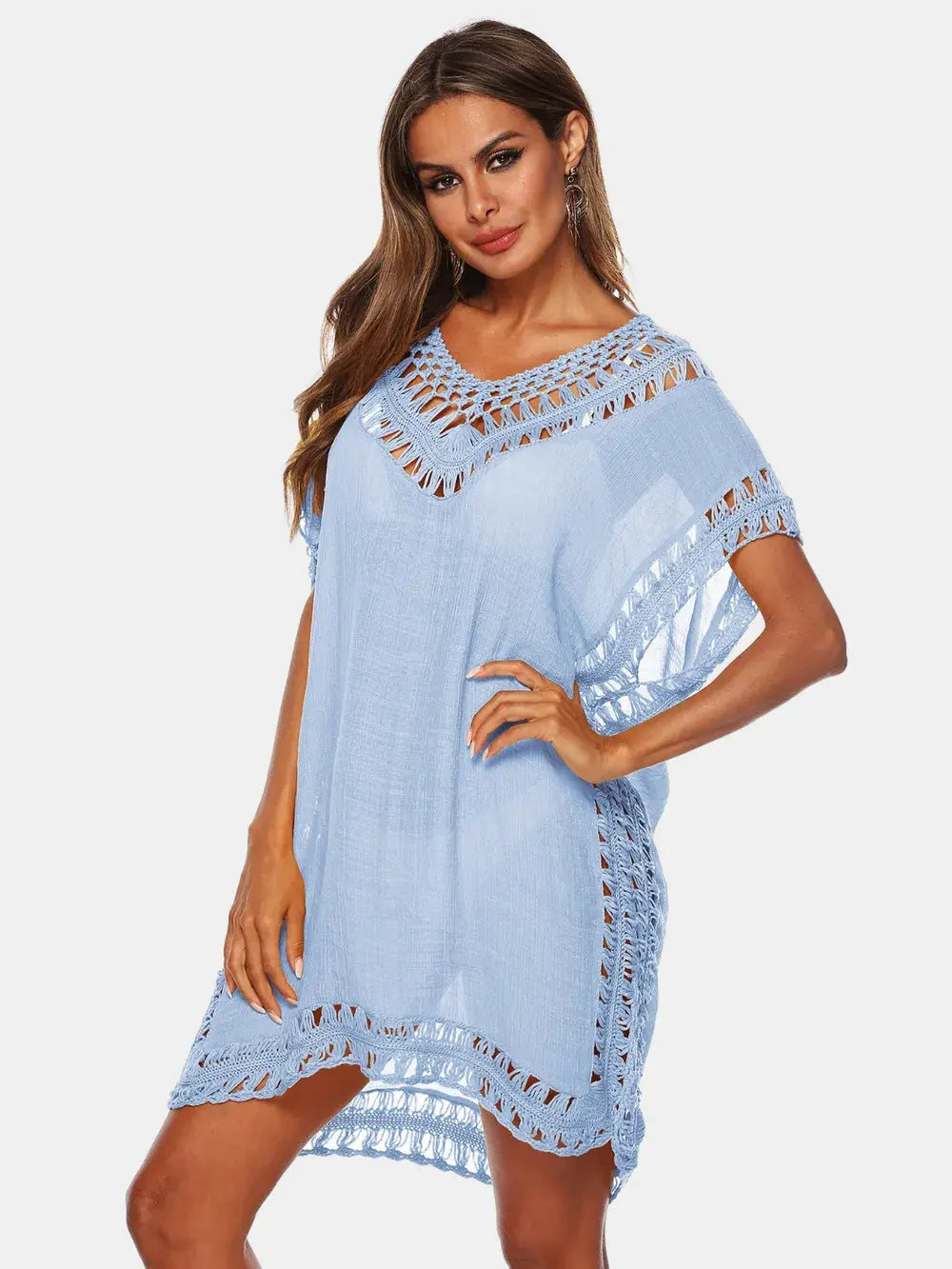 Cutout V-Neck Short Sleeve Cover-Up by Partner Labels