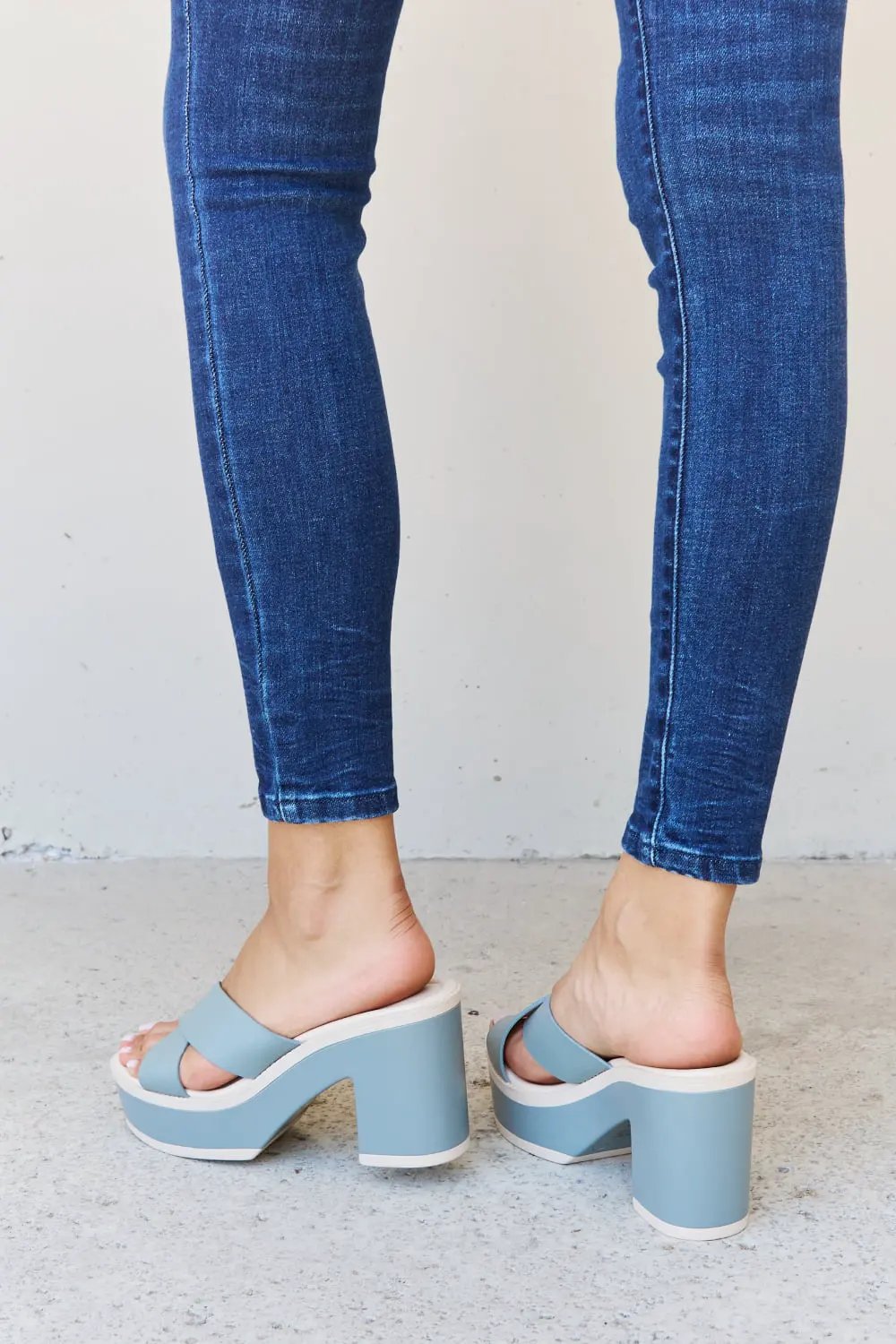 Weeboo Cherish The Moments Contrast Platform Sandals in Misty Blue by Weeboo